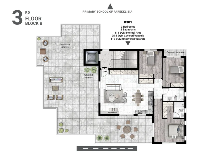 3 Bedroom Apartment for Sale in Parekklisia, Limassol District