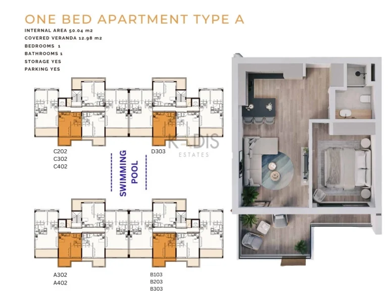 1 Bedroom Apartment for Sale in Limassol – Zakaki